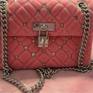 Kurt Geiger Pink Quilted Crossbody Bag with Silver Chain